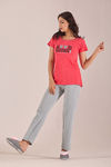 Sweet Moon Knit Cotton Pyjama Set - Lightgrey Peach  — thumbnail 3